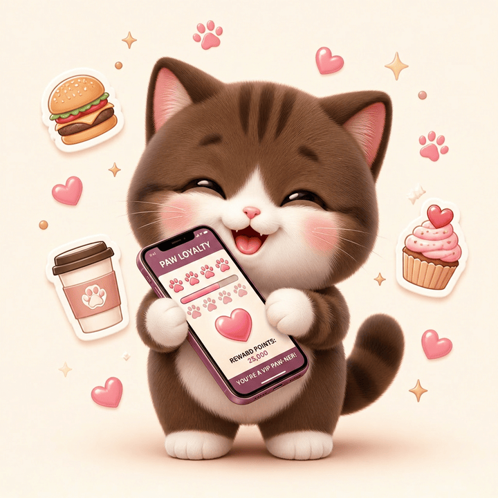 Gatinho feliz com celular digital